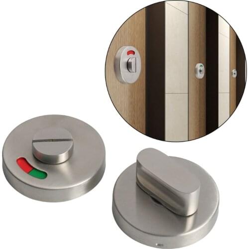 Stainless Steel WC Toilet Door Lock Handle Knob Indicator Privacy Latch Bathroom U7EA
