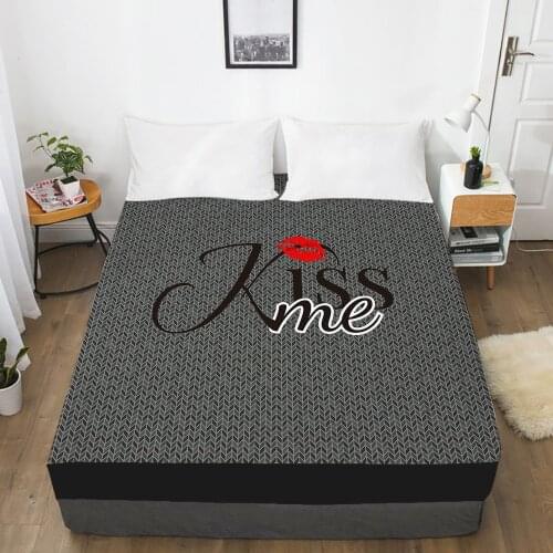 Elastic fitted sheet Bed sheet With An Elastic Band 150/180/200/160*200 Mattress Cover Bed cover 1pc Bowknot Kiss