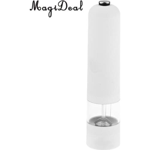 MagiDeal White MagiDeal Electric Pepper Salt Mill Spice Grinder Muller White Black Electric Pepper Mill Kitchen Muller