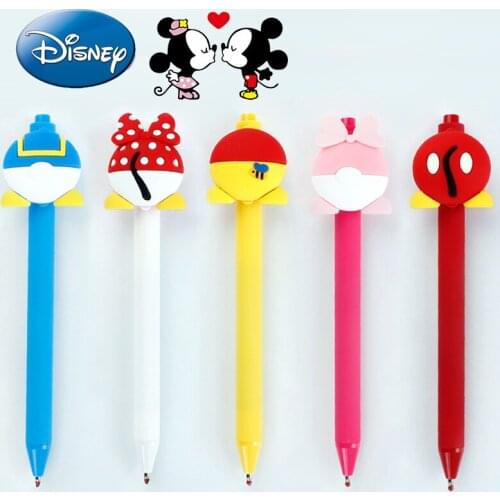 3/6pcs Disney Mickey Butt Gel Pen Student Press Black Core 0.5mm Cartoon Ballpoint Pen for School Stationery Office Writing Pen