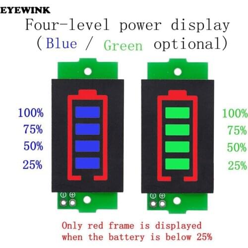 Battery Capacity Indicator Module1S 2S 3S 8S Single 3.7V Lithium 4.2V Blue/Green Display Electric Vehicle Power Tester Li-ion