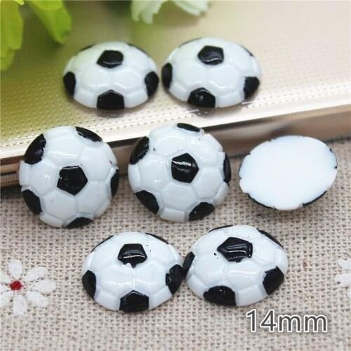 10pcs Resin small football sports flat back Cabochon Art Supply Decoration Charm Craft DIY 14mm