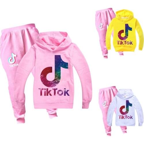 TIK TOK 2pcs Toddler Kids Baby Girl Cartoon Clothes Set Long Sleeve Hooded Coat Pants Outfits Sport Tracksuit Clothes Set