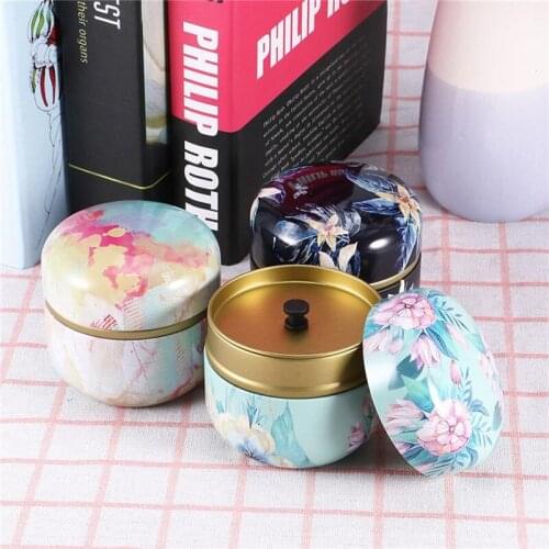 Round Tin Box Sealed Cans Flower Printed Tea Storage Pot Cereal Grain Organizer Wedding Gift Box Girl Jewelry Container Kitchen
