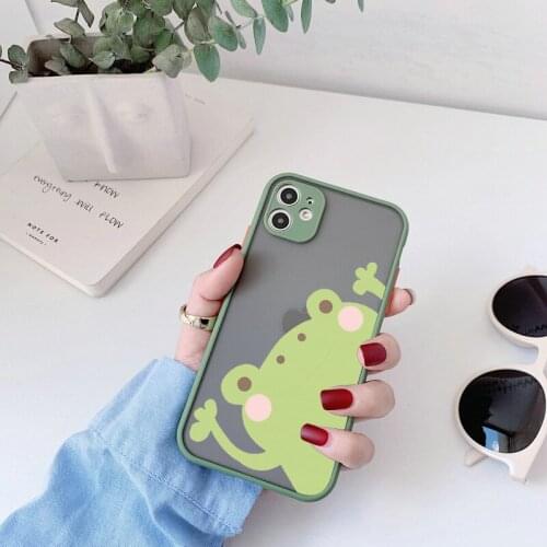 Cute Funny Big Eyes Frog Crown Phone Case For iPhone X XR XS Max 12 11 Pro Max 6s 7 8 plus SE 2020 Hard Back Half-wrapped Cover