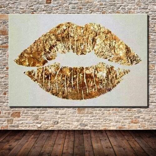 Mintura Hand Painted Modern Abstract Big Lips Oil Painting On Canvas Modern Abstract Wall Art Picture For Office Home Decoration