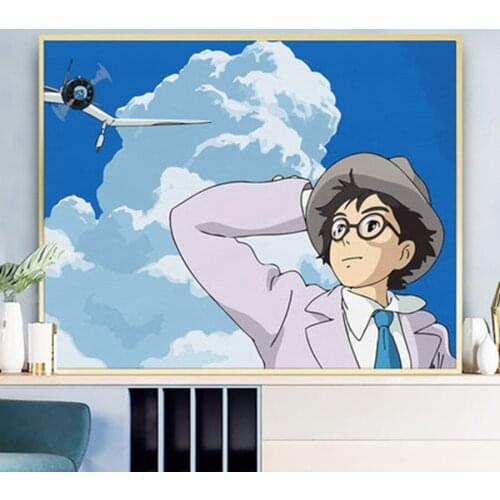 Painting By Numbers DIY Cartoon Hayao Miyazaki Handmade Gift Paint By Number Canvas Kits Figure Acrylic Paint Decoration