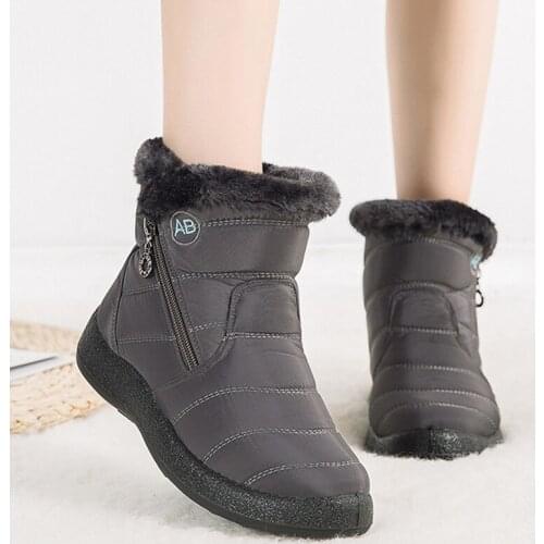 2020 New Women Boots Winter Snow Boots Waterproof Warm Plush Ankle Boots For Women Winter Boots Shoes 44