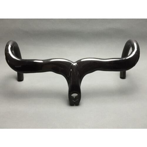 Full Carbon Road Handlebar Glossy 3K MTB Road Track Bike Racing Drop Integrated Bar Stem Handlebar No Logo