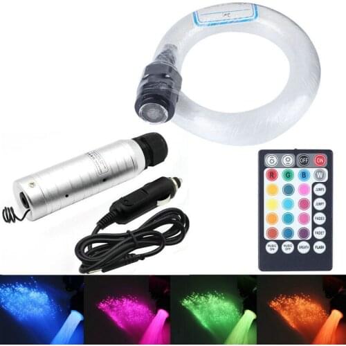 28key Remote control RGB Car Use 12V 6W Light Engine+PMMA Fiber Optic Star Ceiling Light Kit 200pcs 0.75mm 2M(L) Plastic cable
