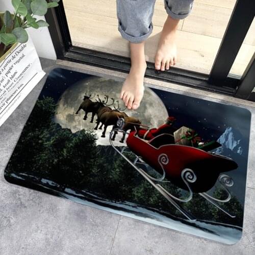 40x60cm Christmas Doormat Kitchen Mat Santa Claus Non-Slip Rug Christmas Decoration For Home Happy New Year Xmas Ornaments Gift