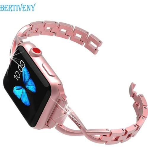 Women Bling link bracelet Band for Apple Watch 38mm 42mm 40mm 44mm Stainless Steel Replacement Strap for Iwatch Series 4 3 2 1