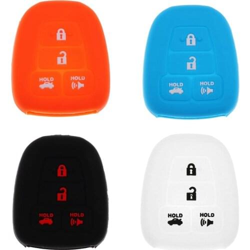 Silicone 4 Buttons Remote Key Chain Cover Fob for Toyota RAV-4 Highlander Corolla Camry