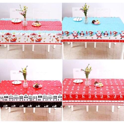 2021New Year Christmas Tablecloth Kitchen Dining Table Decoration Home Rectangular Party Santa Claus Elk Table Covers Ornaments