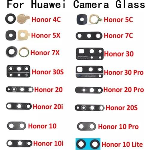 2PCS/Lot,Rear Back Camera Glass Lens Cover For Huawei Honor 4C 5C 7C 5X 7X 10 20 30 Pro With Stickers Adhesive Replacement Parts