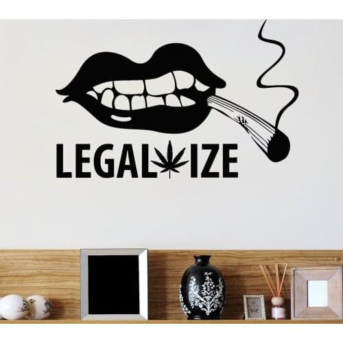 Sexy Lips Wall Sticker Joint Maple Leaf Legalize Smoking Weed Vinyl Window Stickers Smoking Room Removable Wall Decals