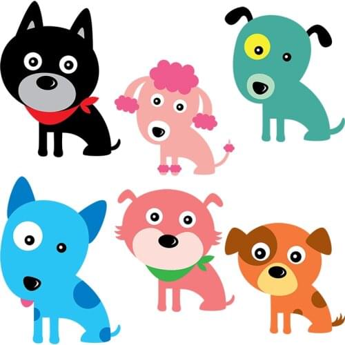 Three Ratels QD109 Cute cartoon dog funny animal sticker for kids gift bedroom Decal nursery decoration car hood sticker