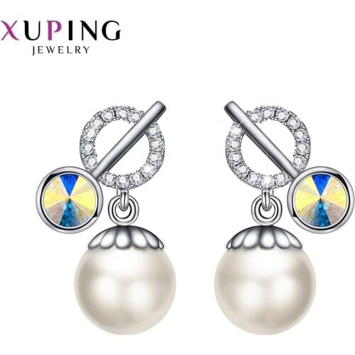 Xuping Jewelry New Style Imitation Pearl Crystals Earrings for Women Parcel Gift 20436