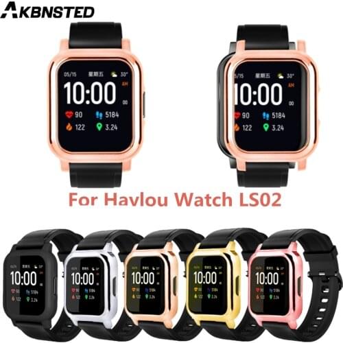 AKBNSTED PC Material Plating Protective Shell For Xiaomi Haylou Solar LS02 Smart Watch Replacement Watch Case Accessories