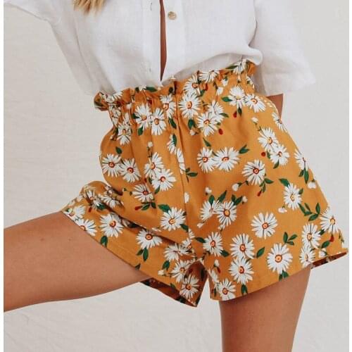 2021 Spring Summer Women Chiffon Shorts Street Fashion Print Elastic Waist Casual All-match Shorts Outdoor Sports Ladies Shorts