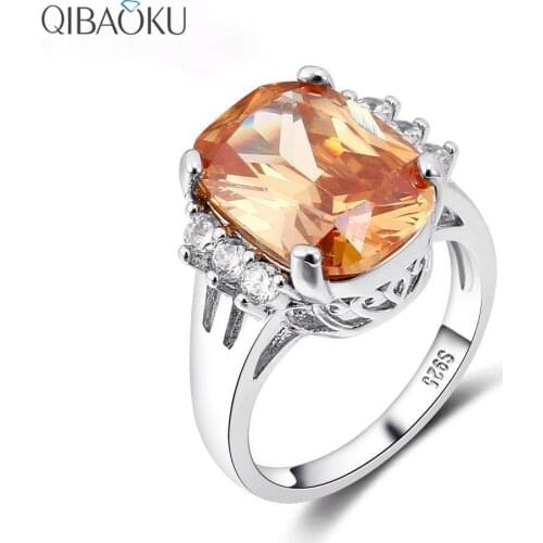 10x14 Big Oval Champagne Zircon Rings S925 Sterling Silver Ring Women Classic Fashion Jewelry Engagement Party Gift