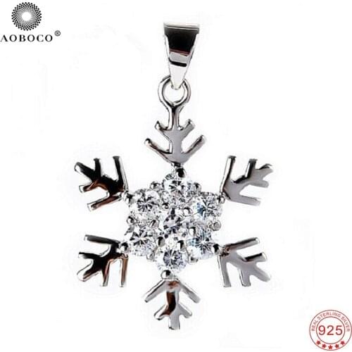Gift High Quality 925 Sterling Silver Snowflake Women Necklaces Pendants for Jewelry Making Beautiful Accessories GND0376
