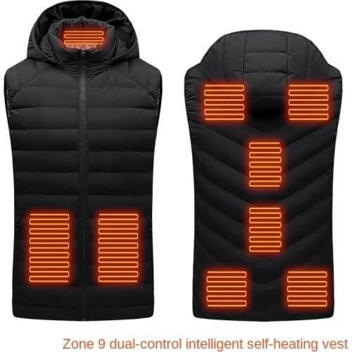 9 Zones Winter Hooded Detachable Heated Vest M-7XL Heated Jacket Men Women Coat Smart USB Electric Heating Thermal Warm Clothes