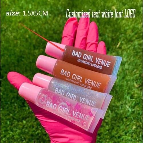 Custom eyelash bottle sticker white text custom cosmetic tube sticker transparent lip gloss custom name tag 100 pieces