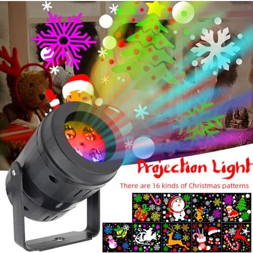 2021 Christmas LED Projection Light 16 Xmas Patterns Laser Light Projector Lamp for Xmas Outdoor Stage Garden House Party Decor