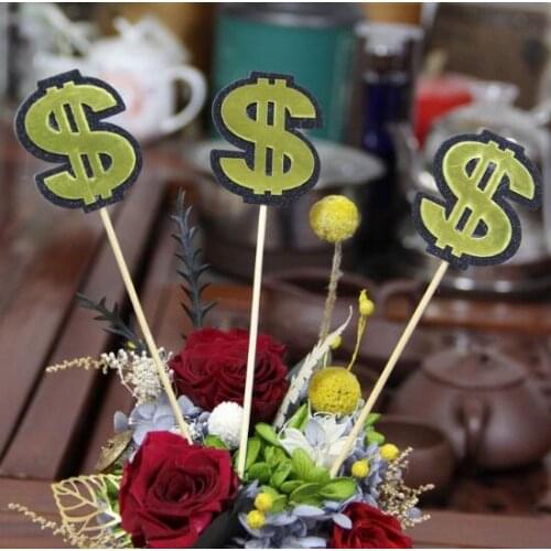3pcs/lot Baking cake decoration money pattern Cake inserted card Cupcake Toppers birthday party Decoration
