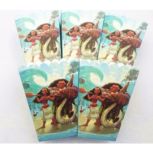 6pcs/set Funny Moana Kids Birthday Party Supplies Popcorn Box Case Gift Box Favor Accessory Birthday Moana Party Decoration