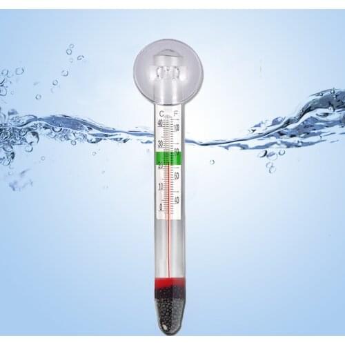 Aquarium Thermometer Submersible Glass Fish Tank Thermometer Accessories for Water Temperature Measuring Waterproof Suction Cup