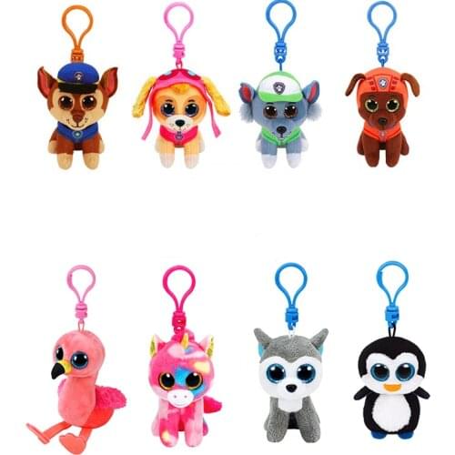 New 4" 10cm Ty Big Glitter Eyes Keychain Toy Baby Keyclip Unicorn Fox Owl Dog Cat Doll Plush Toys Collectible Christmas Gifts