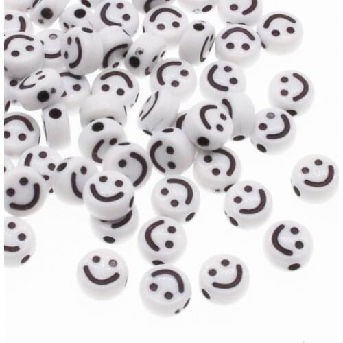 CHONGAI 4X7mm 100Pcs Small Smile Acrylic Round Spacer Beads For Jewelry Making