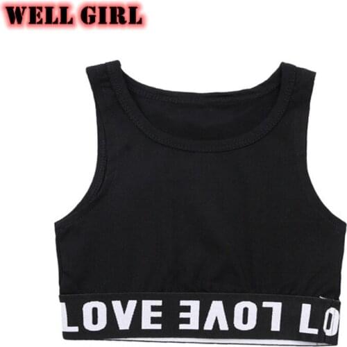 Children Jazz Costumes Tank Top Girls Teenager Crop Top Vest Girls Hip Hop Fashion Latin Camisole Letters Print Streetwear
