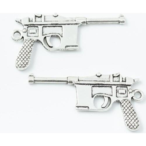 40pcs 22*42MM Tibetan silver color handgun gun men pistol charms antique bronze pendants for bracelet necklace earring diy jew