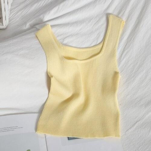 Heliar Summer 2021 Womens Tank Tops Slim Fit Solid Knit Cropped Female Camisole Korean Fashion Crop Top Mujer Cute Tops Women