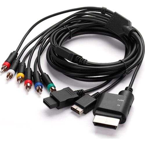 Gaming AV Cable 180cm RCA Audio Video Cable for PS2 3, High Resolution, Durable Material