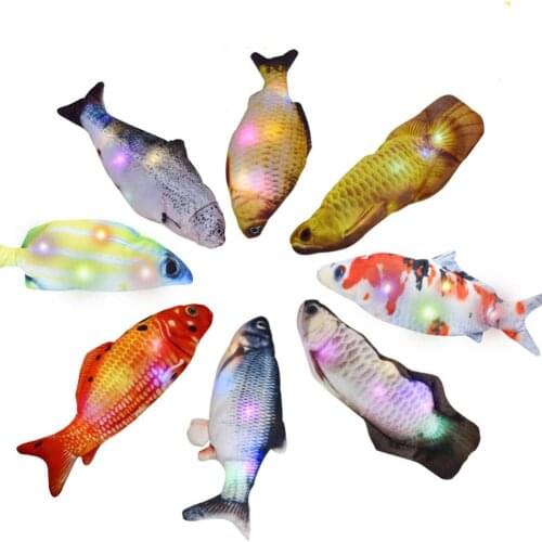 Cat Toy Colorful LED Electric Simulate Fish for Cats USB Charging Light Sound Bounced Toy for Pet Kids Supplies