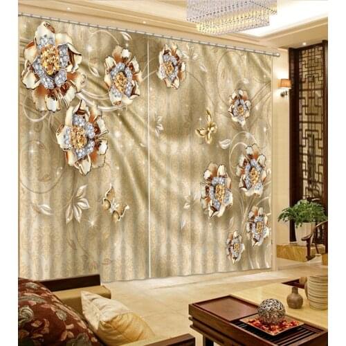 Customized size Luxury Blackout 3D Window Curtains For Living Room flower curtains custom curtain
