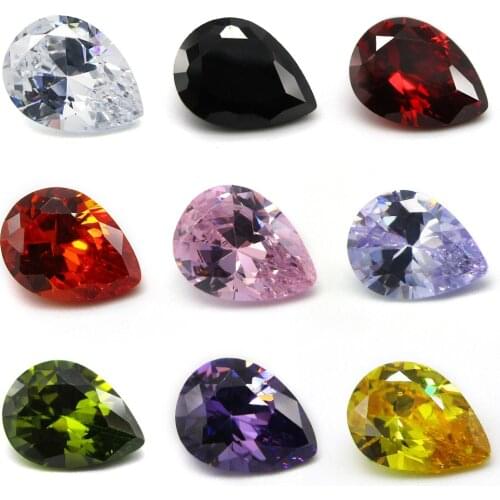 Cubic Zirconia Stone 50pcs/lot 3*4~13*18mm 5A Pear Shape White, Garnet, Olive, Purple, Black, Pink Synthetic CZ Gems Stone