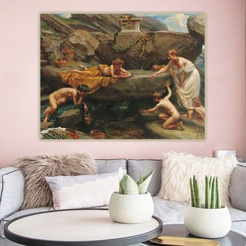 Citon Edward John Poynter《The Wonders of the Deep An Idyll》Canvas Oil Painting Artwork Poster Picture Wall Decor Home Decoration