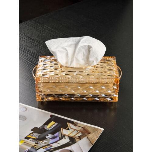 Tissue Box European-Style Glass Creative Living Room Home Decoration Drawer Box Home Fashion Decoration Modern Napkin Box
