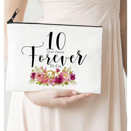 Cosmetic Bag 10 Years Letter Makeup Bags Women Travel Flower Ladies Portable Cosmetic Case Girls Beauty Bag Purse Organizer