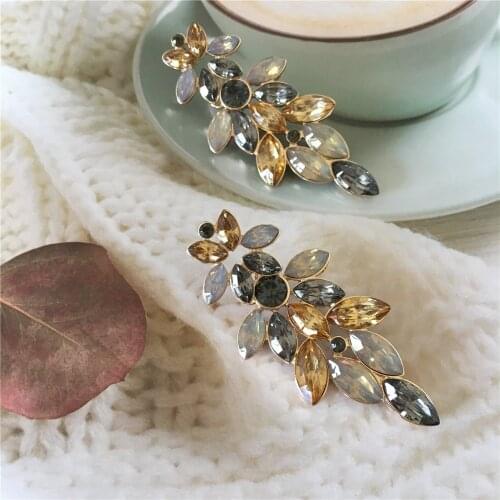 Pretty gold color plating yellow and black tone Stone Tree drop earrings for women statement earrings
