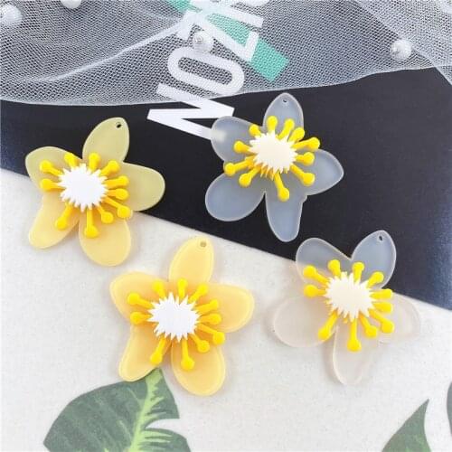 Summer style 30pcs/lot Stamen core cartoon irregular flowers shape acrylic beads diy jewelry earring/garment pendant accessory