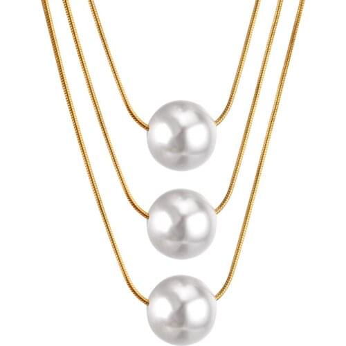 LUXUKISSKIDS Fake Pearl Pendant Choker Chains Necklace Set Multi-layer Gold Necklaces For Women Jewelry collares colar collier
