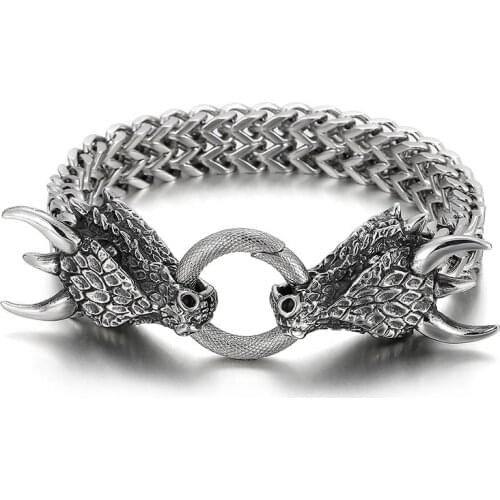 HAOLYNJOY 12mm Wide Animal Series Bracelet Punk Mens Stainless Steel Zodiac Bracelets Jewelry