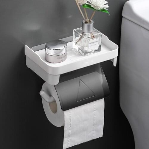 Wall Mount Roll Paper Storage Rack Waterproof Toilet Paper Holder Rack Bathroom Multi-Function Shelves