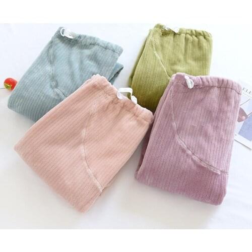 Fdfklak 2021 New Flannel Maternity Casual Trousers Autumn Winter Thicken Warm Belly Lift Pants Pregnancy Clothes Outer Wear